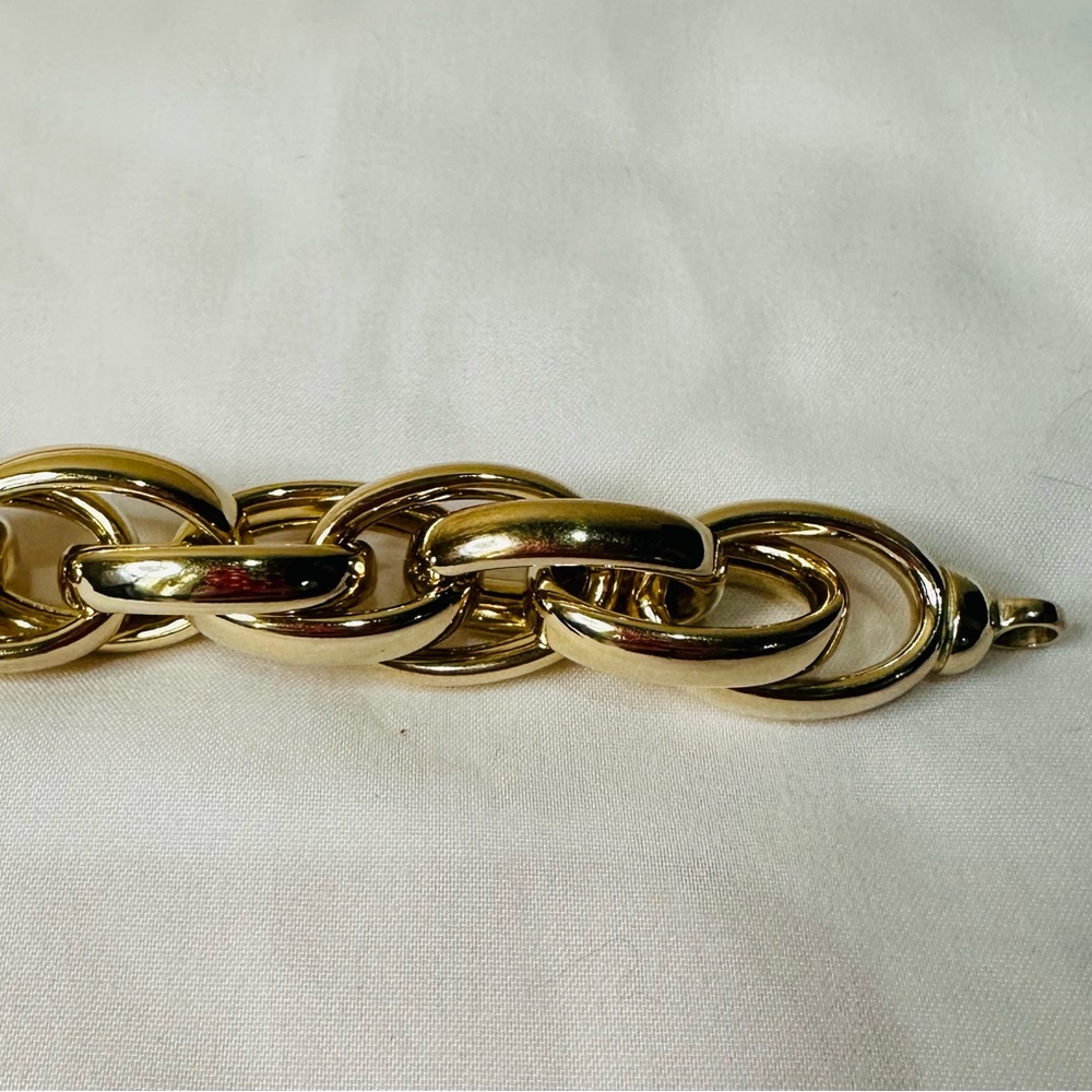 Italian925 Sterling Silver Gold Plated Chunky Chain light weight Bracelet 7.5–8” - Picture 3 of 6